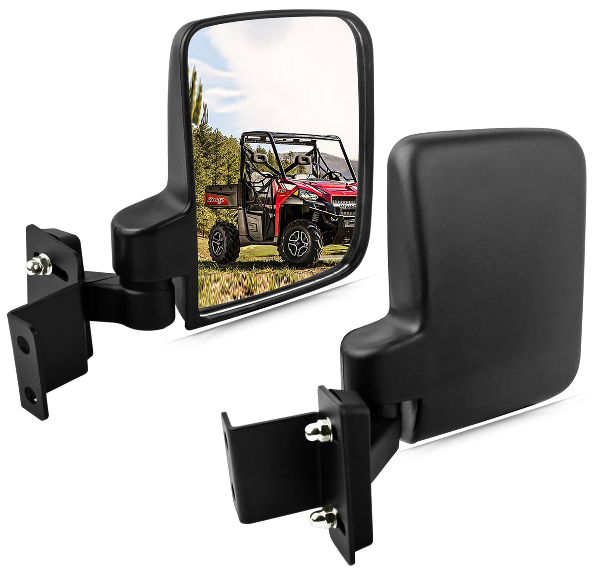 UNIGT front view mirrors showing full assembled unit and improved visibility