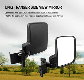 UNIGT mirror next to hand showing scale and compact, rugged size