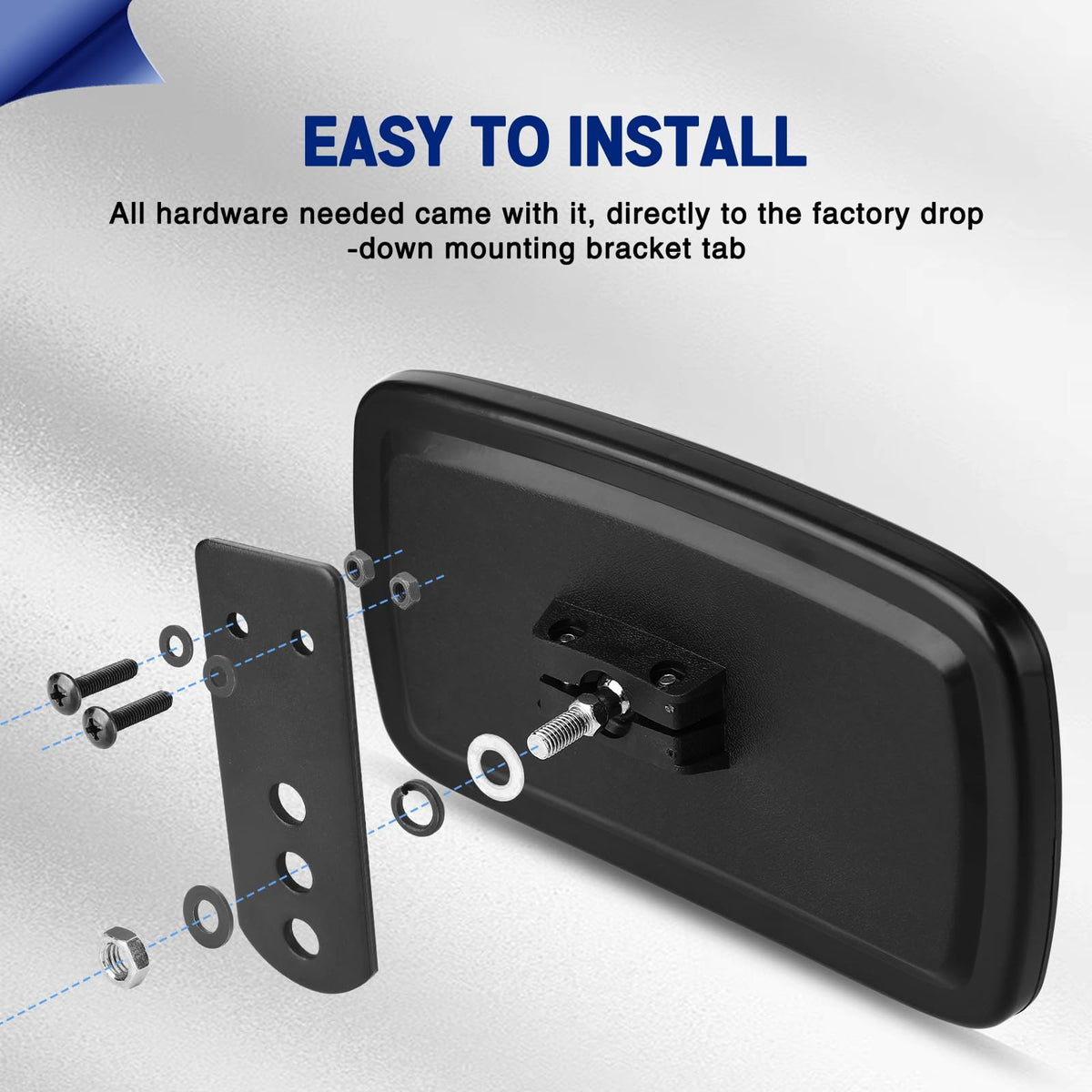 UNIGT mirror next to hand showing compact size and low vibration