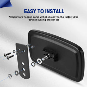 UNIGT mirror next to hand showing compact size and low vibration