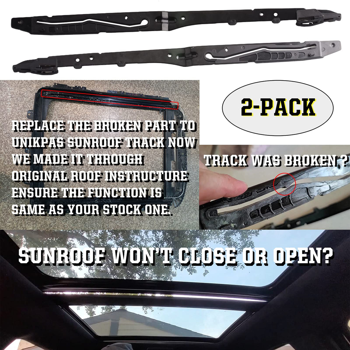 unikpas sunroof tracks beside ruler showing scale for accurate fitment benefit