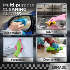 UNIMADE cloth wiping restaurant counter showing commercial cleaning efficiency benefit
