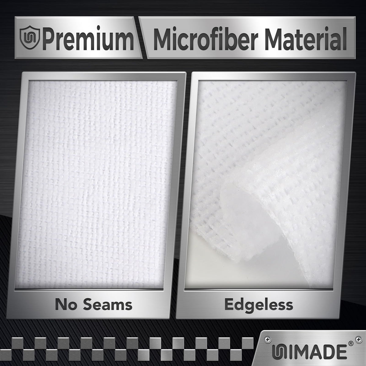 UNIMADE microfiber close-up displaying soft, lint-free fibers benefit