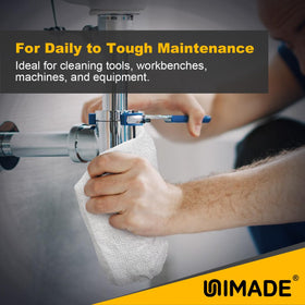 UNIMADE towel wiping greasy engine part to remove oil and speed cleanup