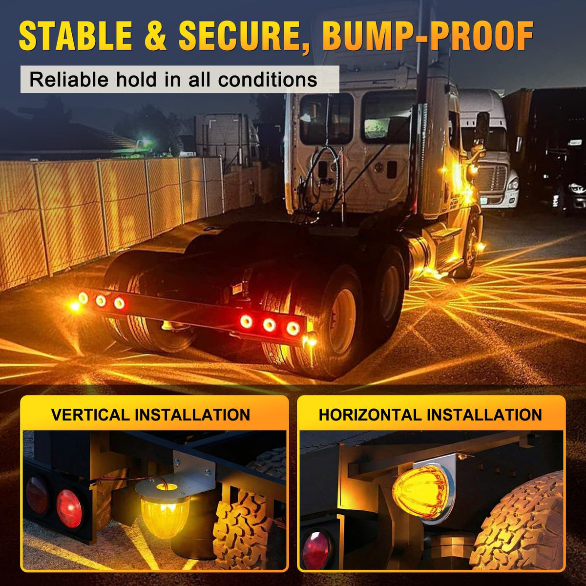 unionlux brackets installed under semi-truck securing watermelon underglow lights for steady performance