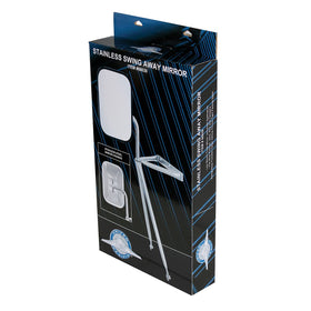 United Pacific mirror extended in use on truck, increases lane and towing visibility