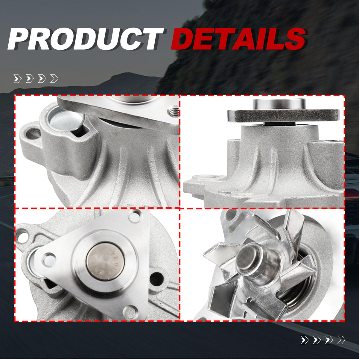 UNITHUB impeller close-up highlighting upgraded design for steady coolant flow