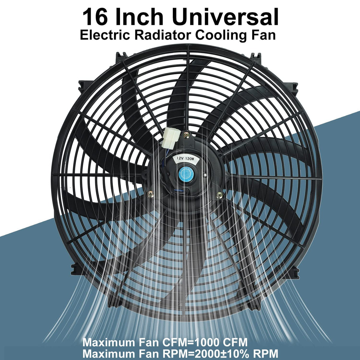 universal-slim-fan close-up of 10 blades, universal-slim-fan boosts radiator cooling