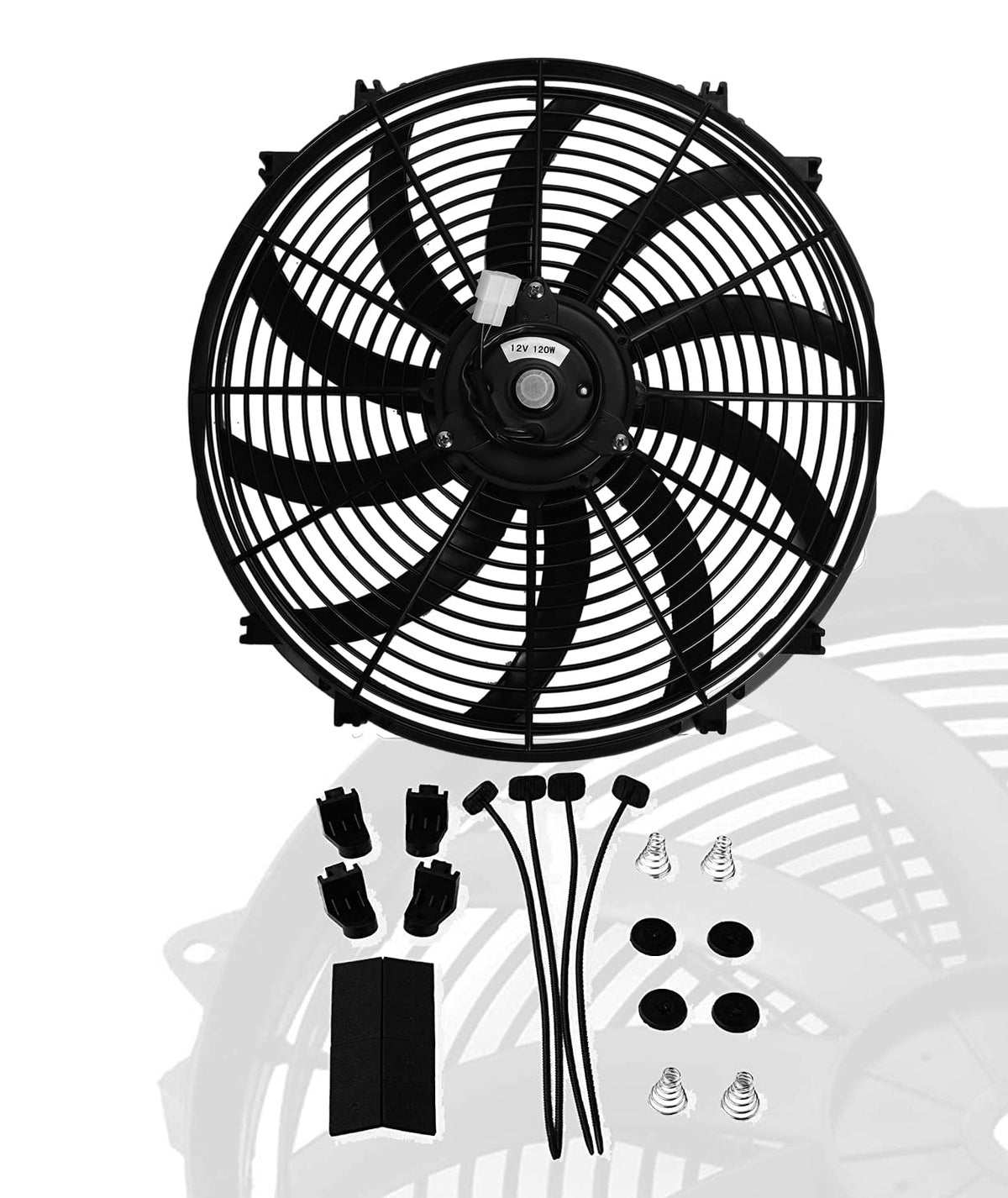 universal-slim-fan front view showing fan face and mounting brackets, improves airflow