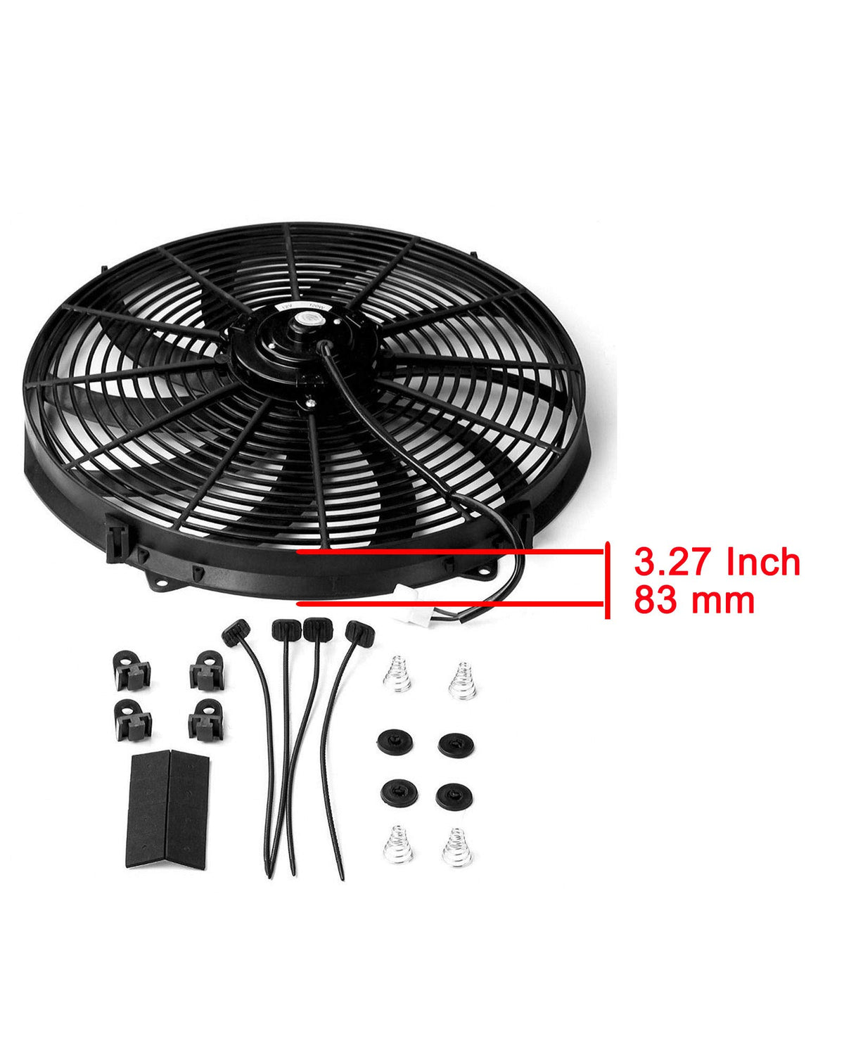 universal-slim-fan mounted on radiator, universal-slim-fan enhances heat exchange