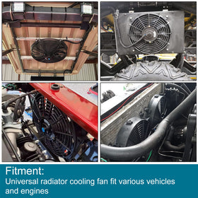 universal-slim-fan wiring connector and motor label detail, universal-slim-fan fits 12V systems