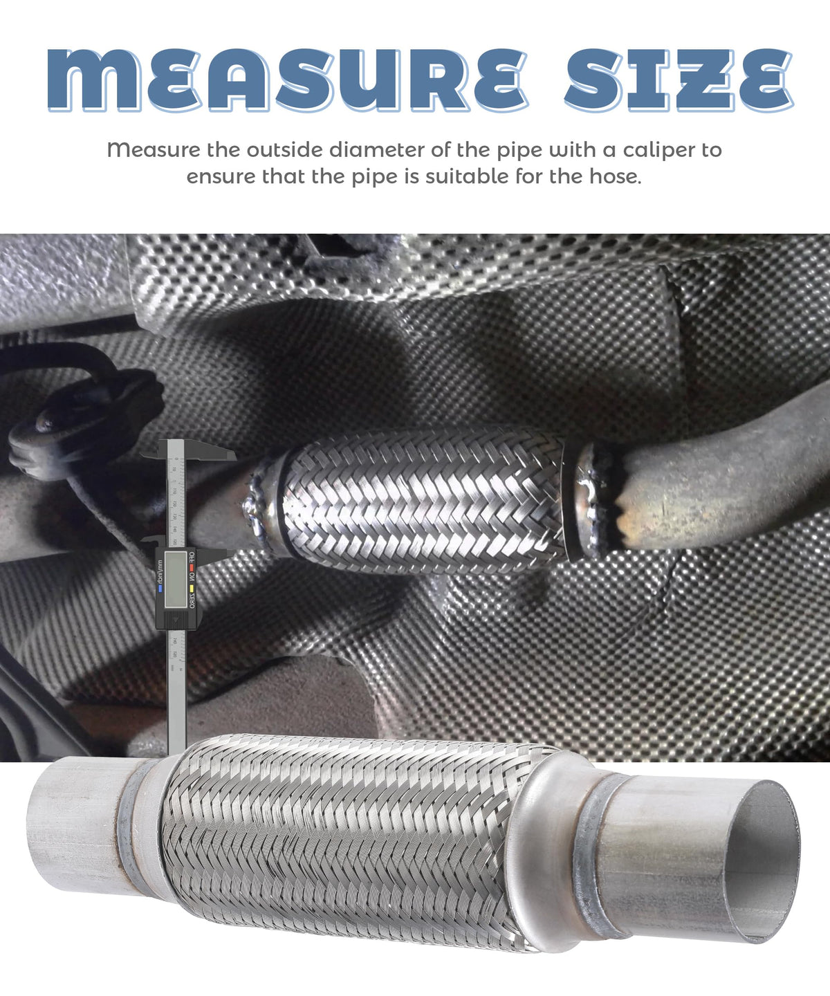 UNLRAE flex pipe with clamp and welded joint highlighting secure installation
