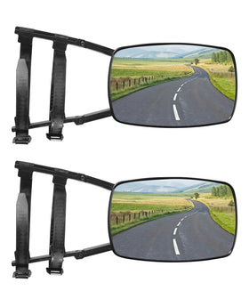 UNLRAE front view of clamp-on tow mirror showing durable build and quick fit benefit