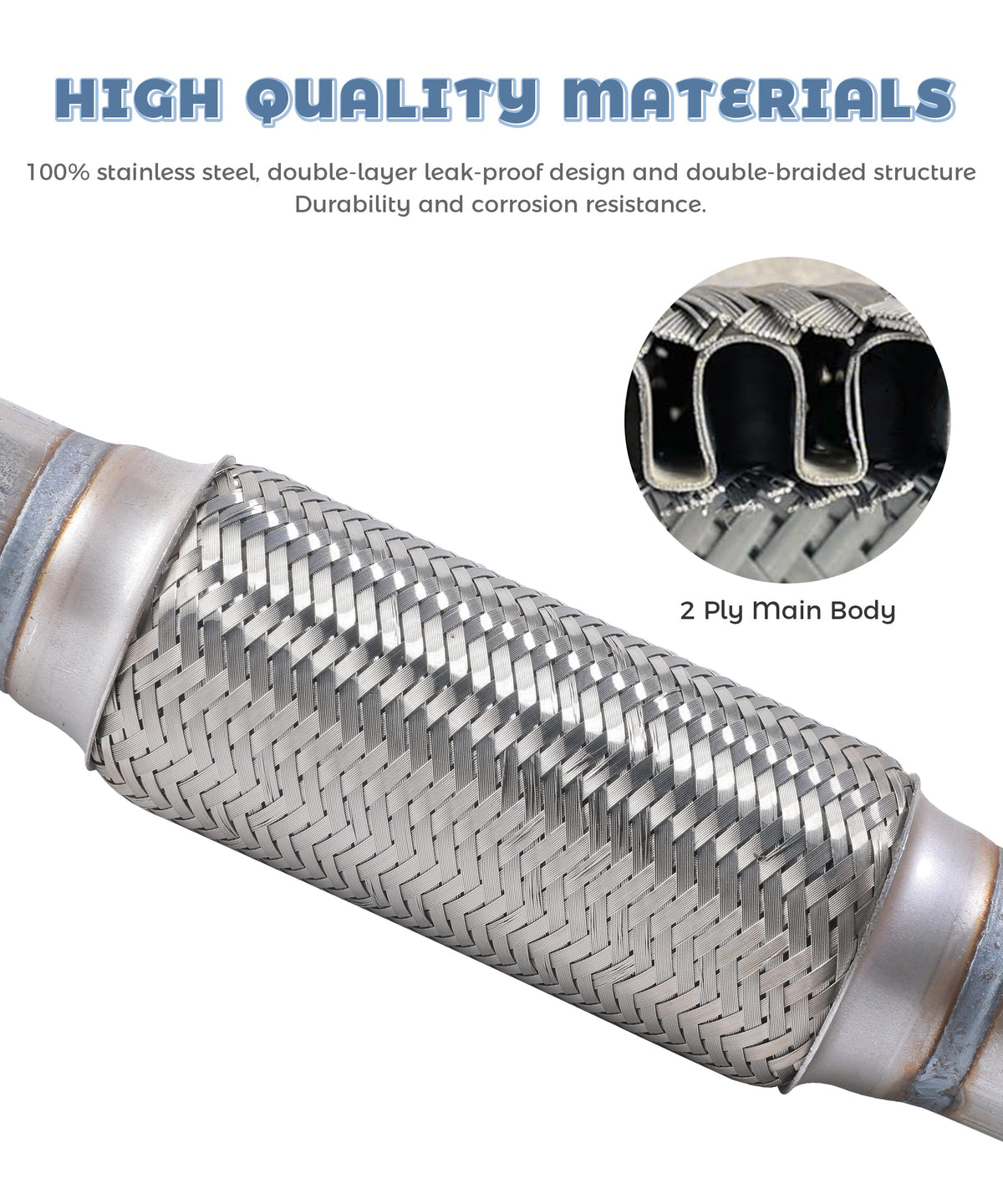 UNLRAE flex pipe installed under vehicle reducing vibration and noise