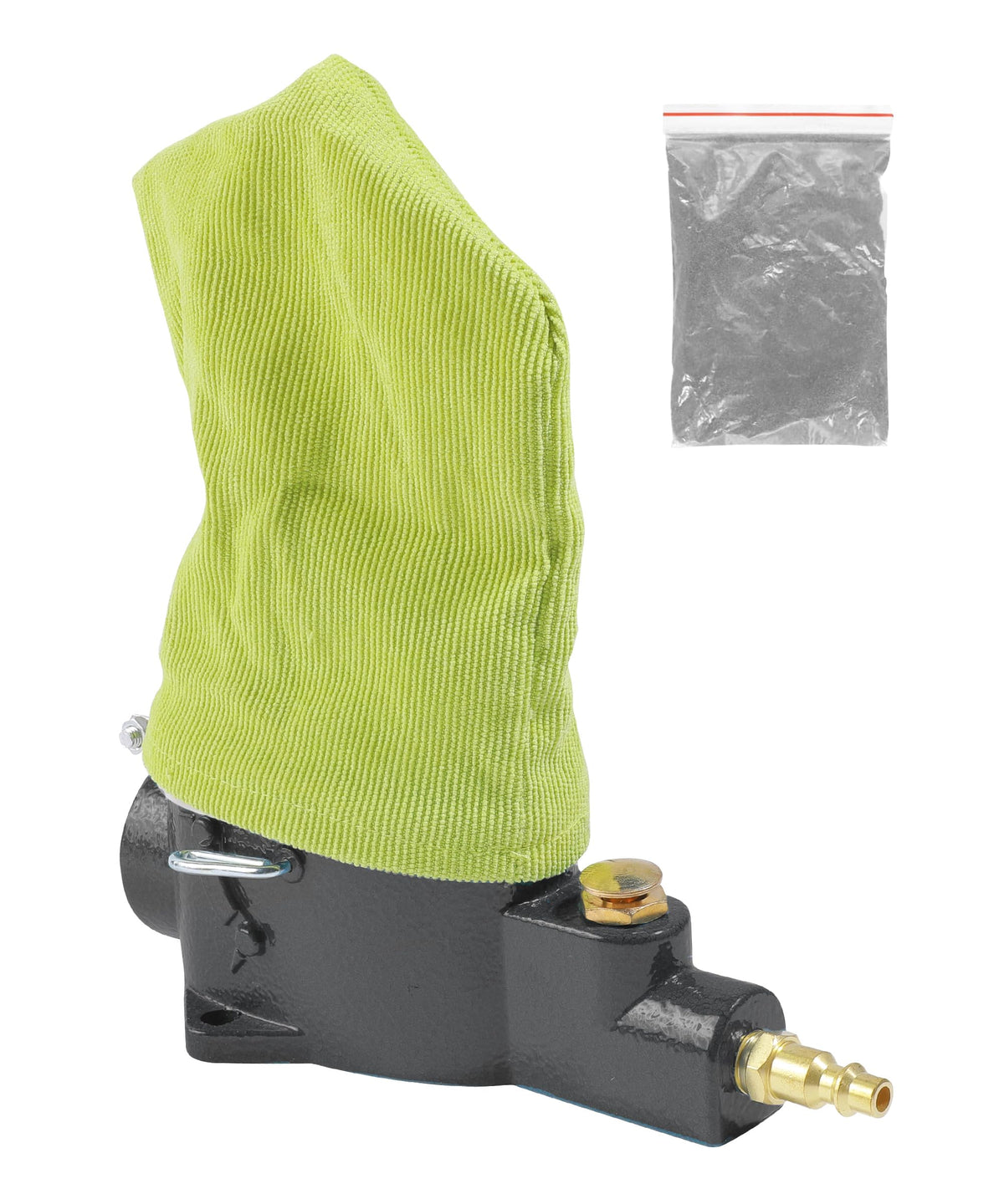 UNLRAE front product view showing cleaner and bag, easy workshop cleanup benefit