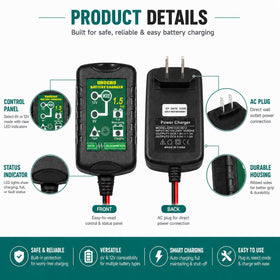 Unocho connected to a motorcycle battery demonstrating safe charging and maintenance in use