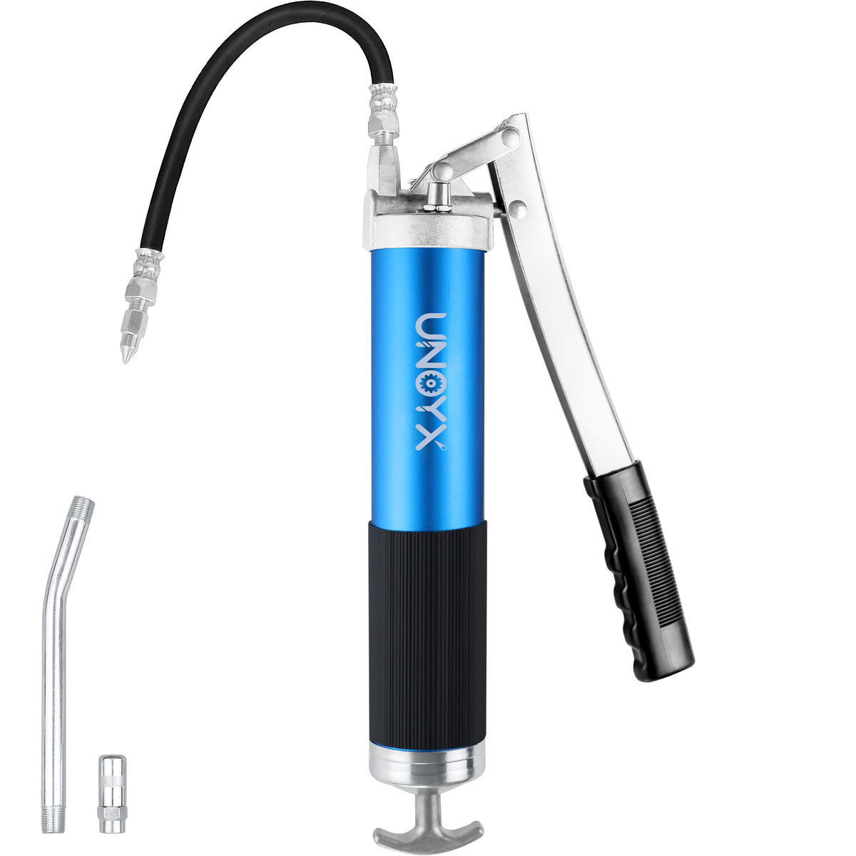 UNOYX front view grease gun showing tool and lever for comfortable use