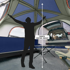 UNP tent interior with 78 inch height showing standing comfort benefit
