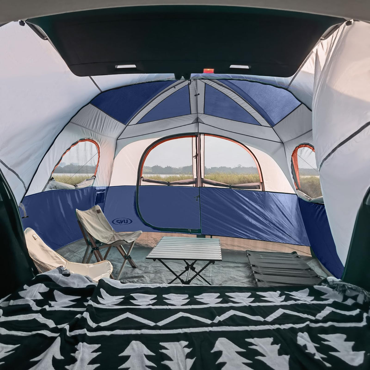 UNP tent mesh windows and ceiling providing ventilation and view benefit