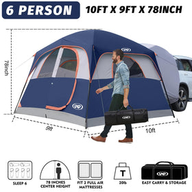 UNP tent vehicle connection sleeve attached to SUV for protected access