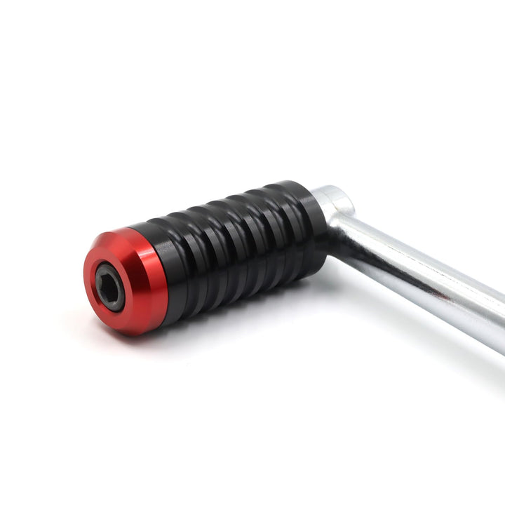 Unrestricted Walk shifter peg front view showing black and red styling and improved looks
