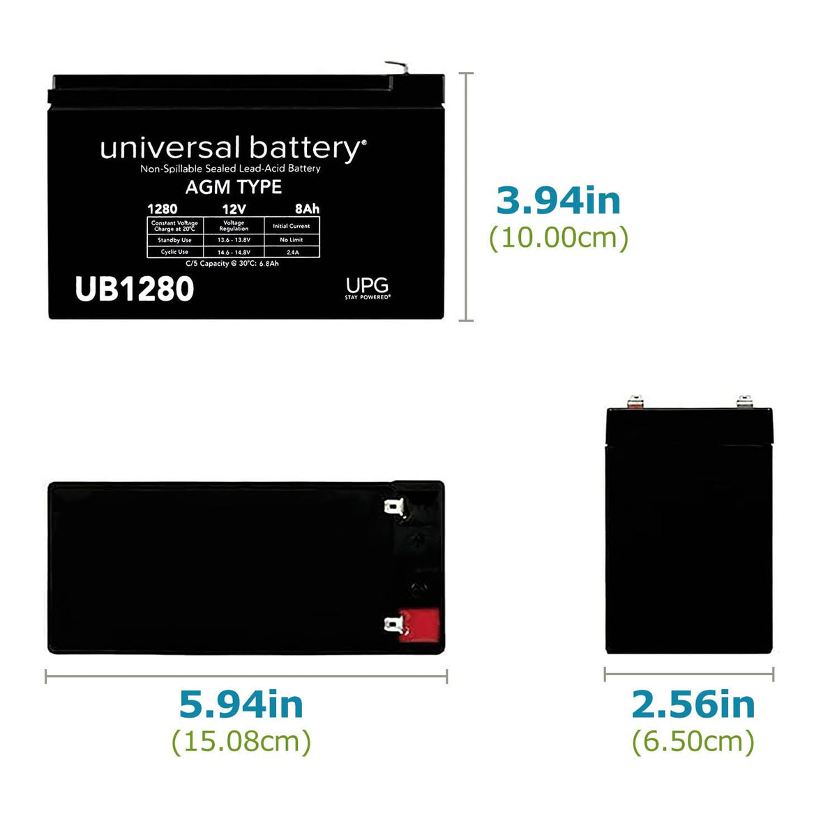 UPG UB1280 close-up of F1 .187 TT terminal for fast secure connections