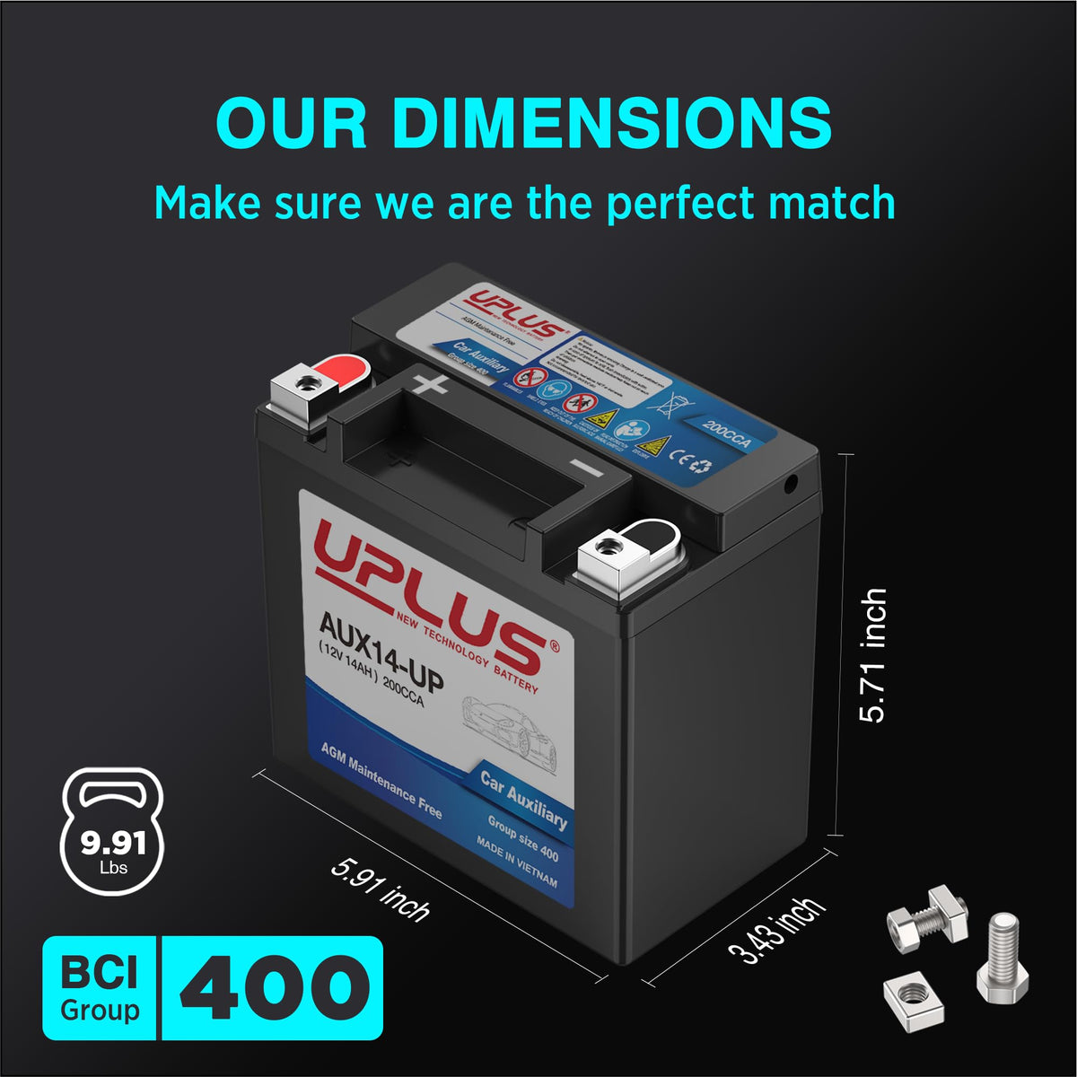 UPLUS side view with dimensions for correct fitment benefit