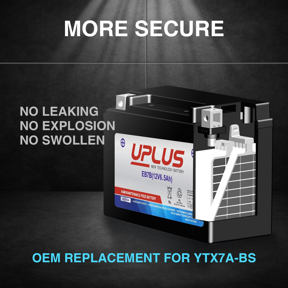 UPLUS NEW TECHNOLOGY BATTERY installed in motorcycle showing space-saving advantage