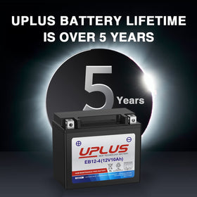 UPLUS YTX12-BS label closeup displaying specs and compatibility for verification