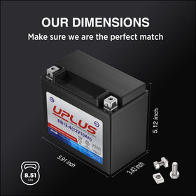 UPLUS YTX12-BS top view of terminals with cover for safe, easy installation