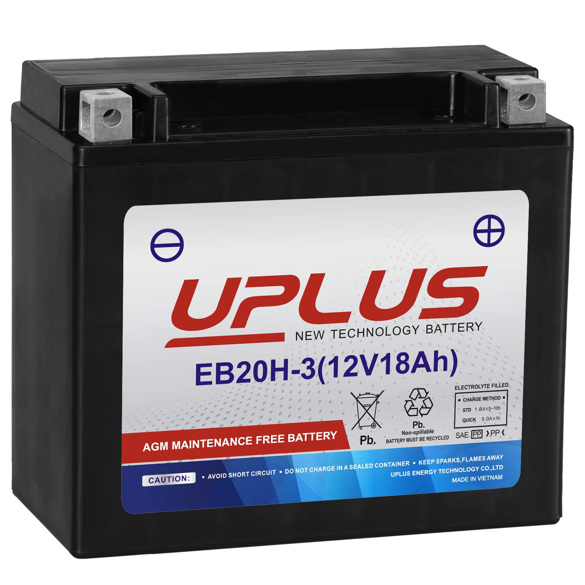 UPLUS battery front packaging showing model and benefits