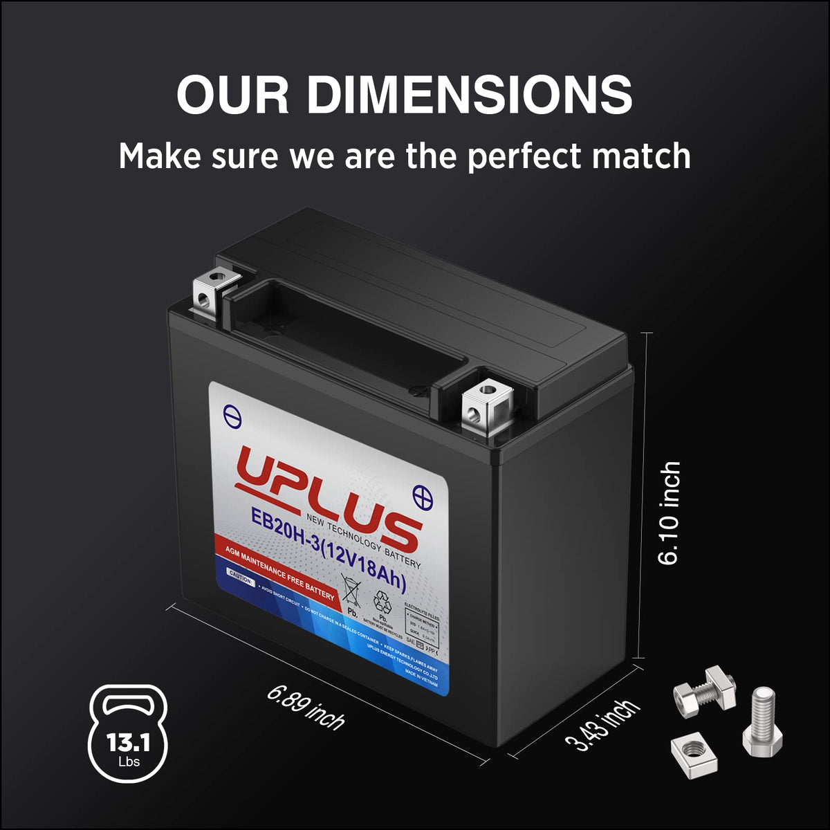 UPLUS battery installed on a motorcycle for reliable starts