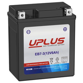 UPLUS YTX7L-BS front view showing compact case and terminals for easy replacement