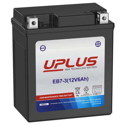 UPLUS YTX7L-BS front view showing compact case and terminals for easy replacement
