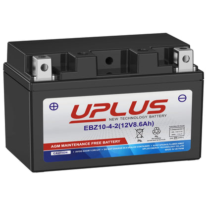 UPLUS battery front angle showing compact sealed AGM design and reliable fit