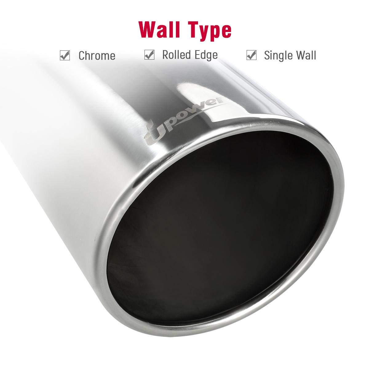 Upower installed on a truck tailpipe showing fit on 5" outside diameter and visual upgrade