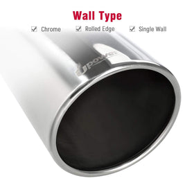Upower installed on a truck tailpipe showing fit on 5" outside diameter and visual upgrade