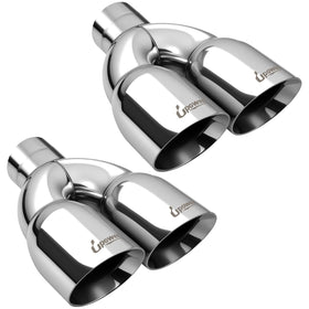 Upower front view polished dual tip showing bold rear styling and corrosion resistance