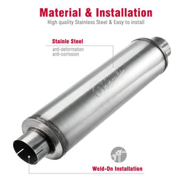 Upower muffler installed on a diesel truck exhaust demonstrating low-restriction fit