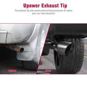 Upower exhaust tip next to ruler showing 7 inch scale for sizing clarity