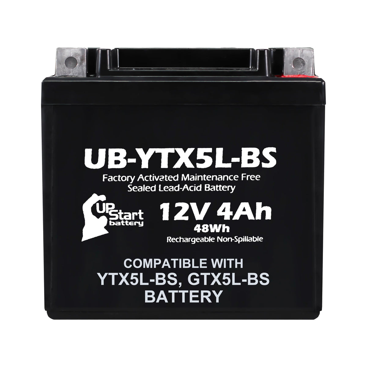 Upstart Battery front view showing compact 12V 4Ah unit and ready-to-install convenience