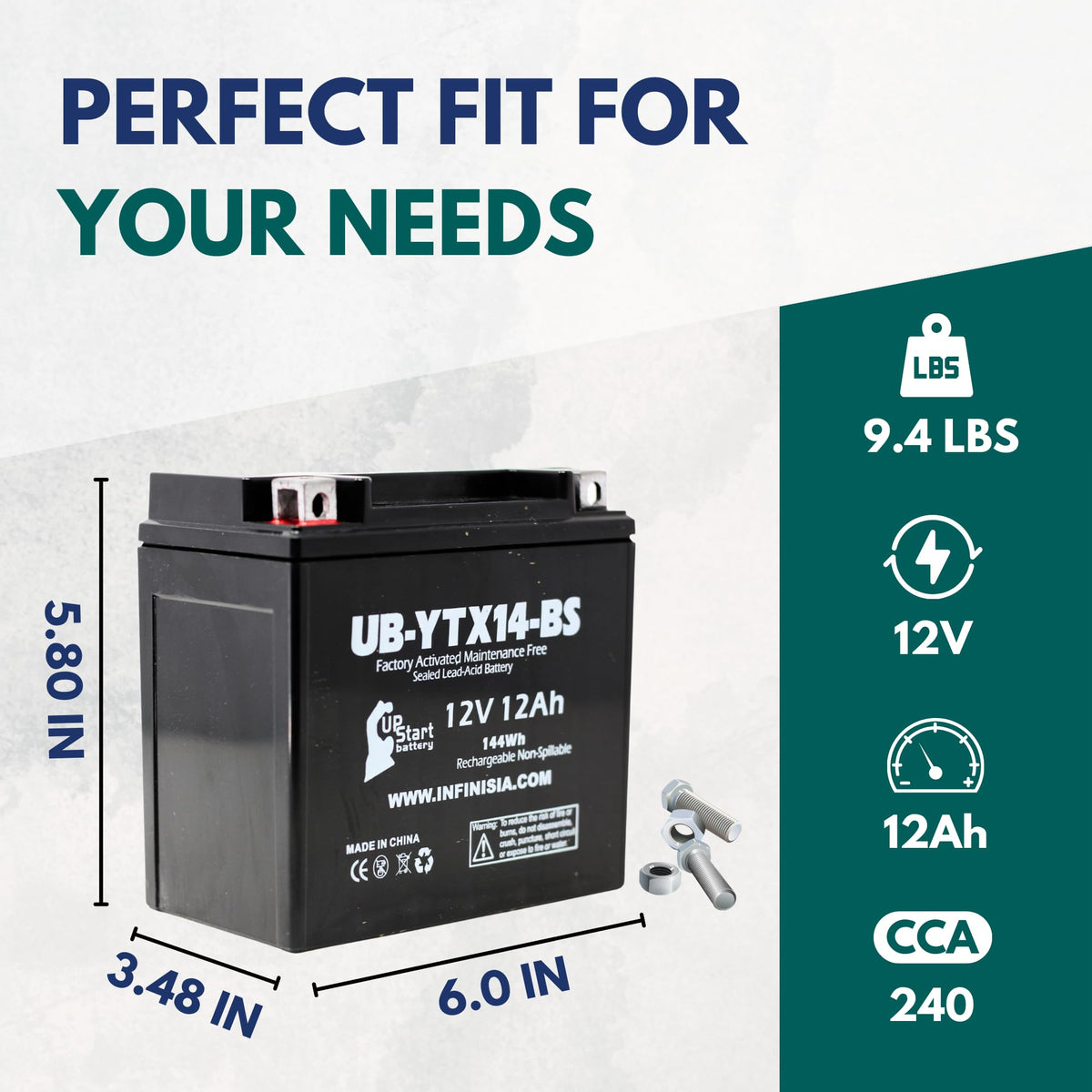 Upstart Battery side label close-up with model and capacity information