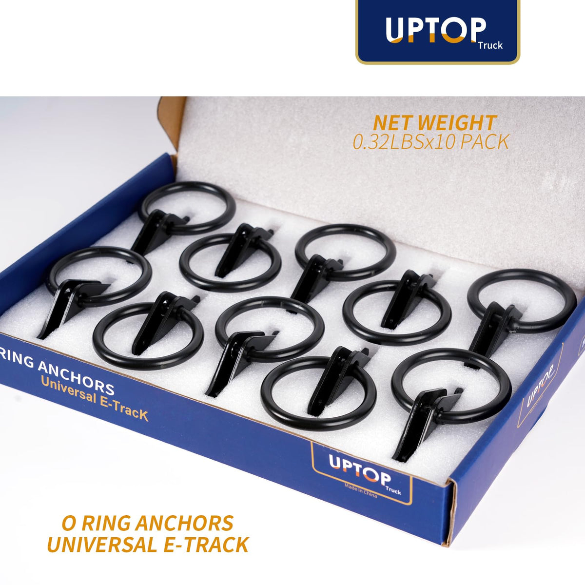 UPTOP anchor inserted in E‑track slot demonstrating quick three‑second installation