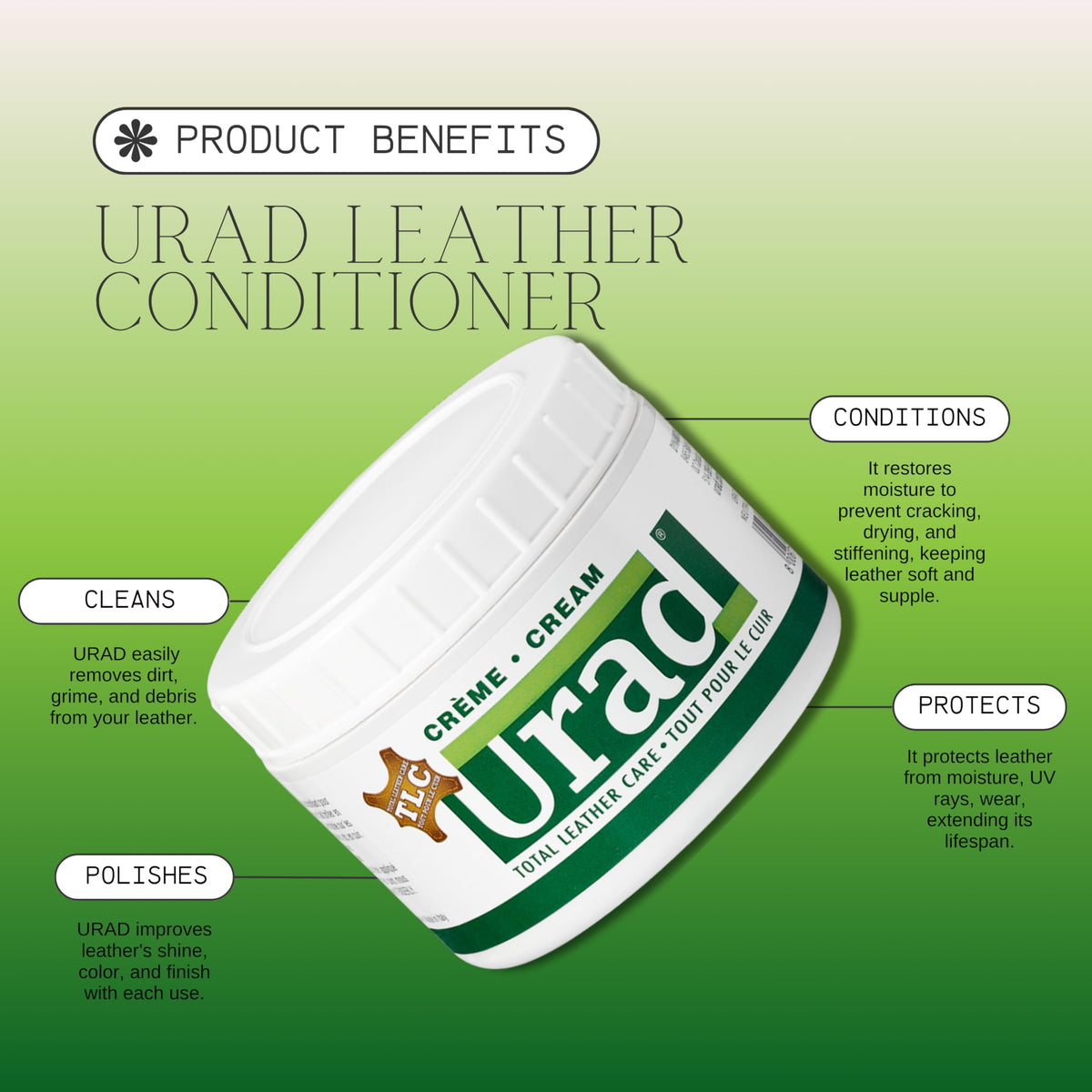 URAD restoring leather shoe toe showing color-safe nourishment