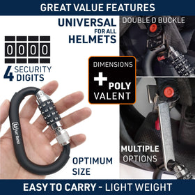 urban UR140 locked through helmet D-ring keeping helmet tethered safely