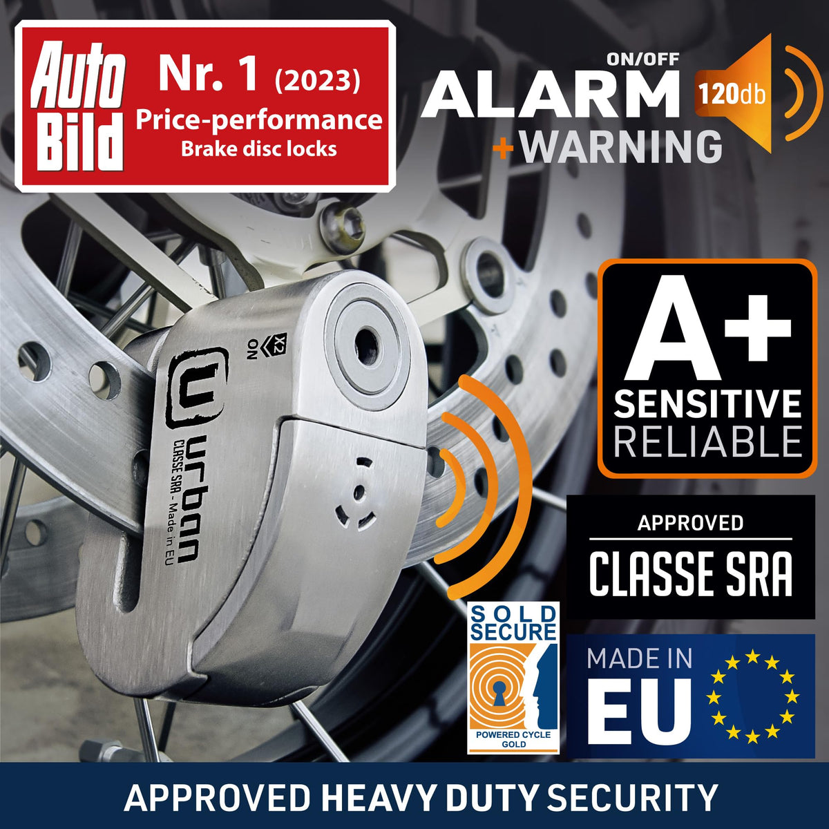 urban UR14S close-up of 14mm double-locking shaft for stronger security