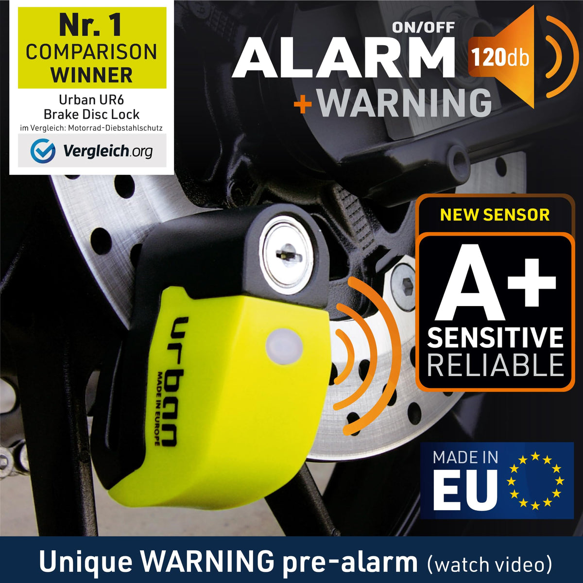 Urban UR6 LED indicator detail showing clear visual warning and status