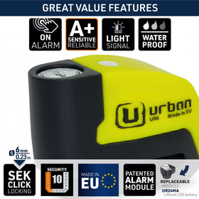 Urban UR6 mounted on scooter with clip showing convenient carried locked option