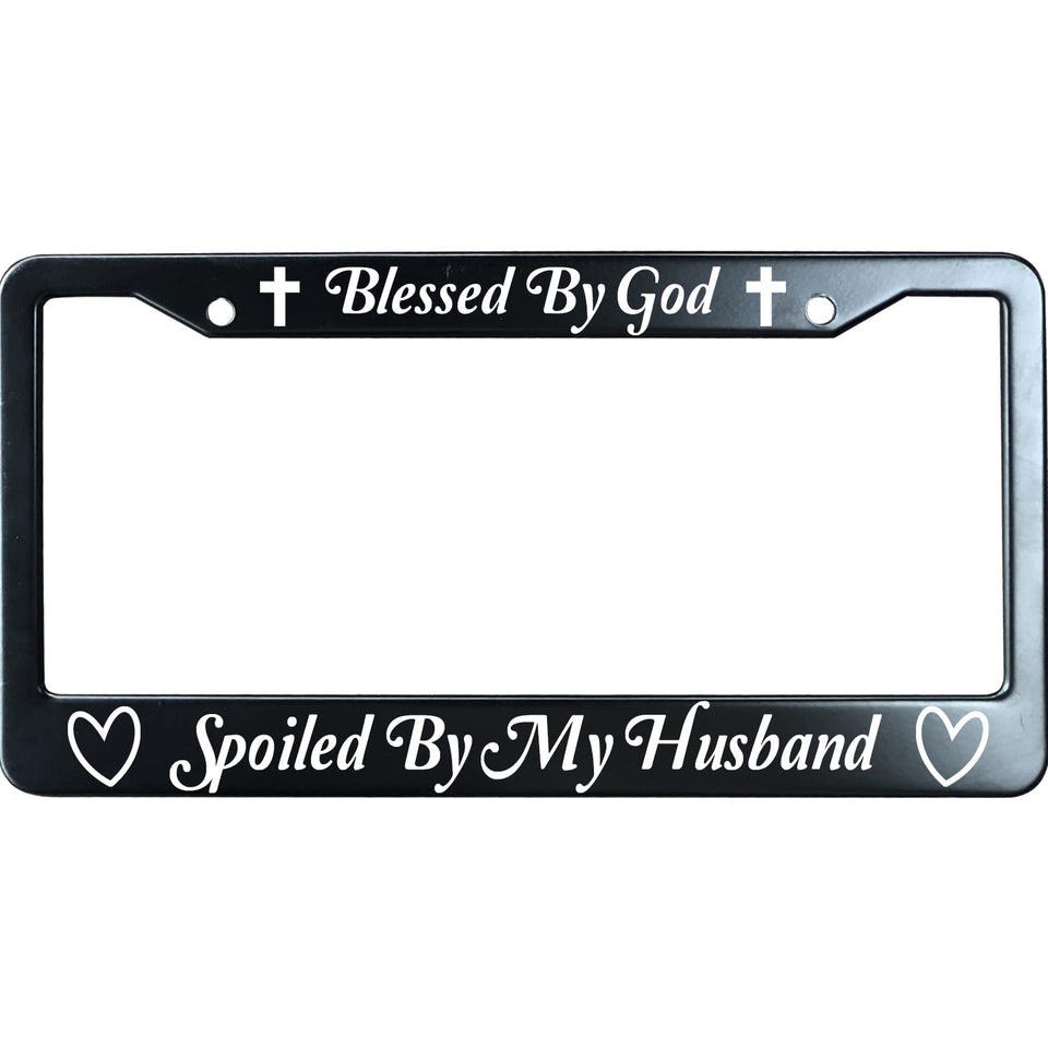 URCustomPro front view of license plate frame showing bold text and durable finish