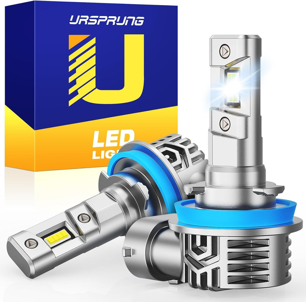 Ursprung front packaging showing two H11 bulbs and benefits